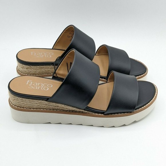 Franco Sarto Women's Black Slip-On Strap Sandals - Picture 4 of 9